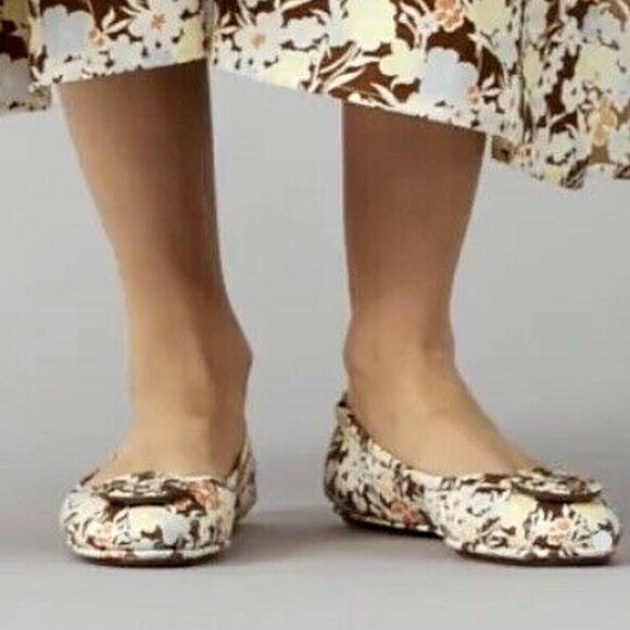 Tory Burch Minnie Ballet Travel Flats 9.5 Reverie Combo Floral - Picture 2 of 9